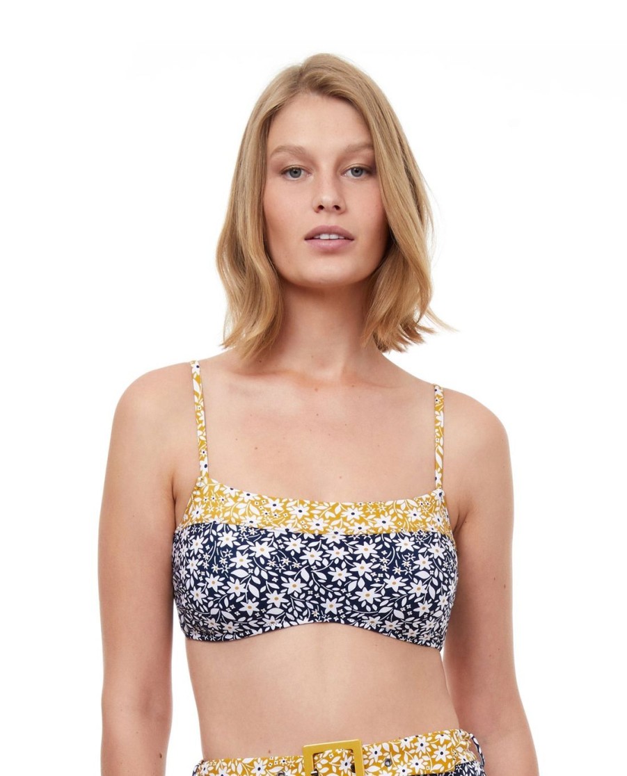 Bikinis Gottex Luma | Luma Shimmering Daisies Thin Strap Bralette Bikini Top