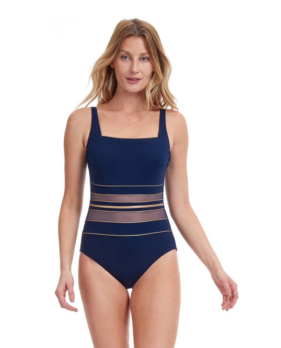 One Pieces Gottex | Gottex Onyx Square Neck One Piece Swimsuit