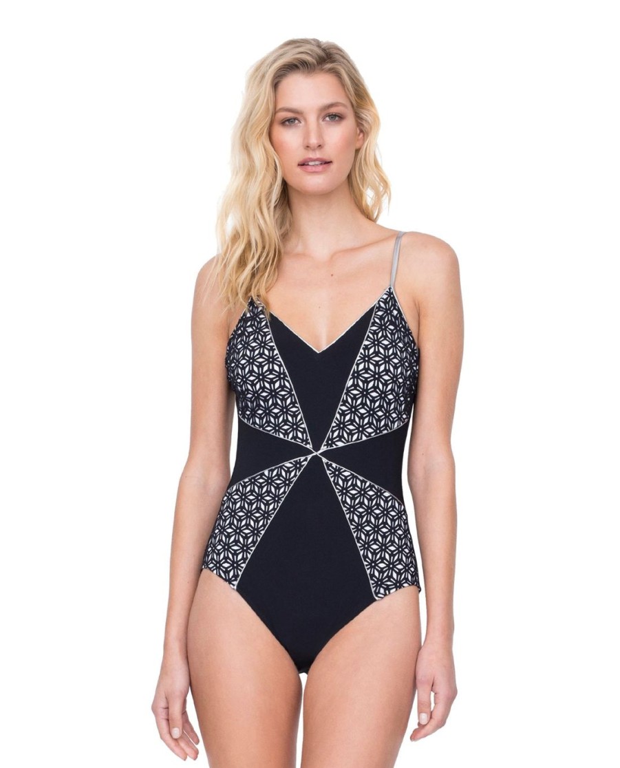 One Pieces Gottex | V-Neck Lingerie One Piece Swimsuit Gottex Prism