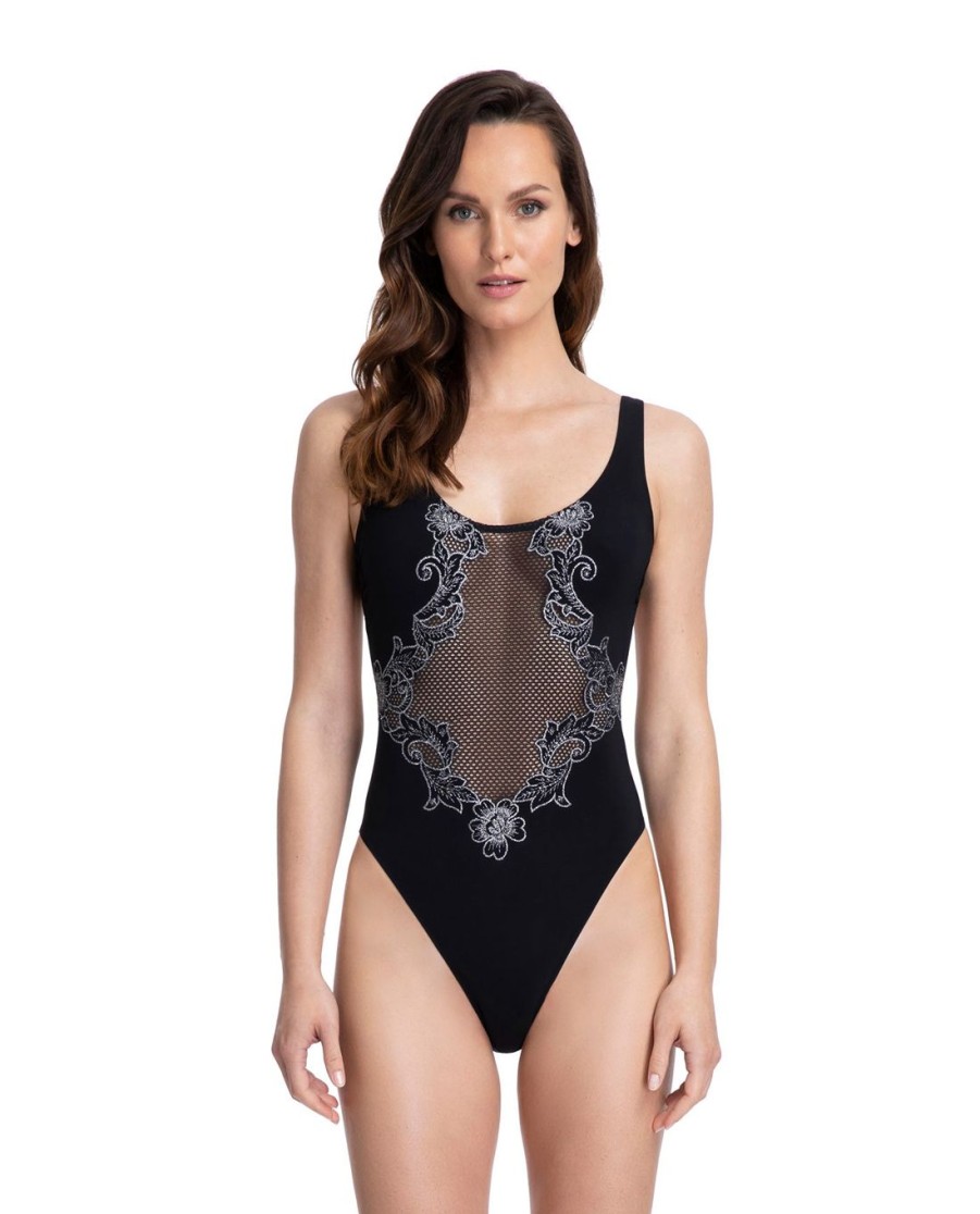 One Pieces Gottex | Gottex Couture Supernova Scoop Neck Sheer Open Back One Piece Swimsuit Gottex Supernova