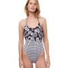 One Pieces Gottex Luma | Luma Retro Glow Retro Halter One Piece Swimsuit Luma Retro Glow Black And White