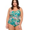 Plus Size Gottex | Gottex Hitachi Plus Size Scoop Neck Shirred One Piece Swimsuit Gottex Hitachi Light Turquoise