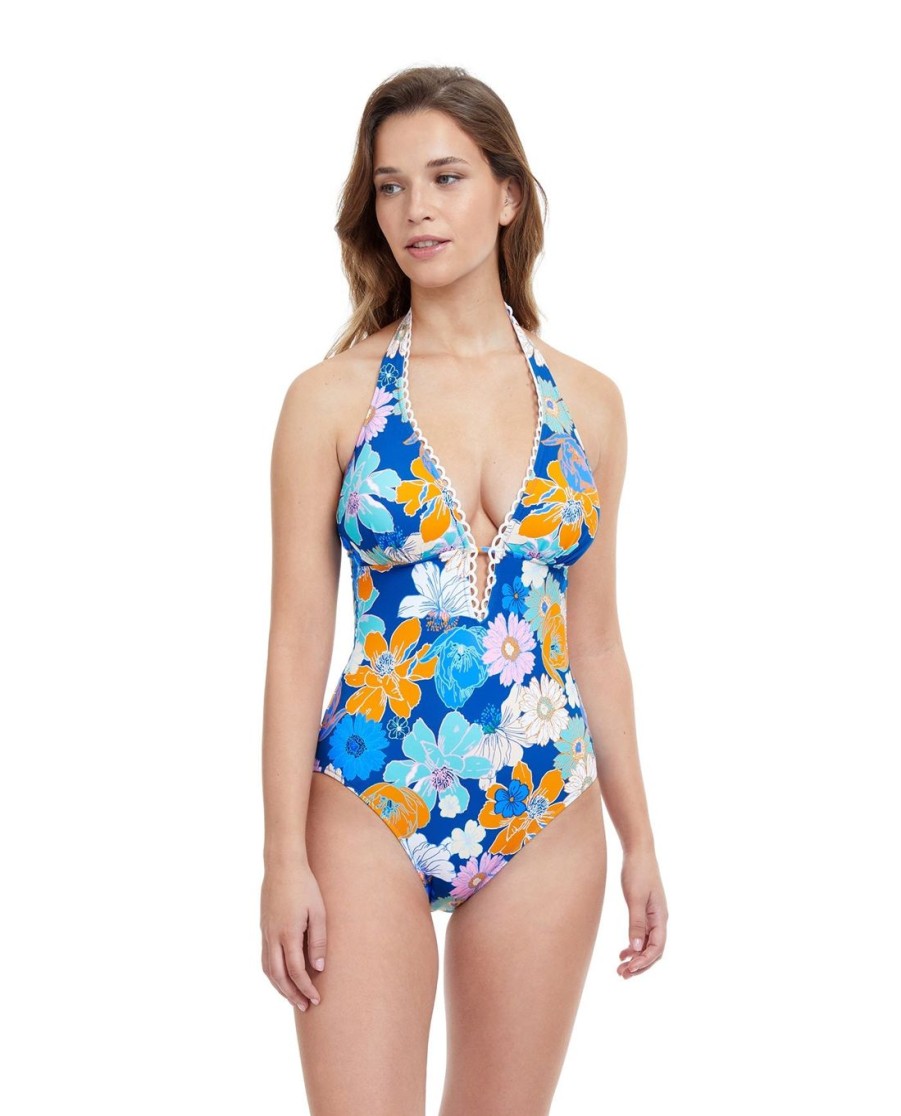 One Pieces Profile by Gottex | Profile By Gottex Rising Sun Deep V-Neck Halter One Piece Swimsuit