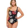 D-G Cup Gottex | Gottex Roses Are Red Full Coverage Dd-Cup Square Neck One Piece Swimsuit Gottex Roses Are Red Floral