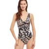 One Pieces Gottex | Gottex Miss Butterfly Full Coverage V-Neck Twist One Piece Swimsuit