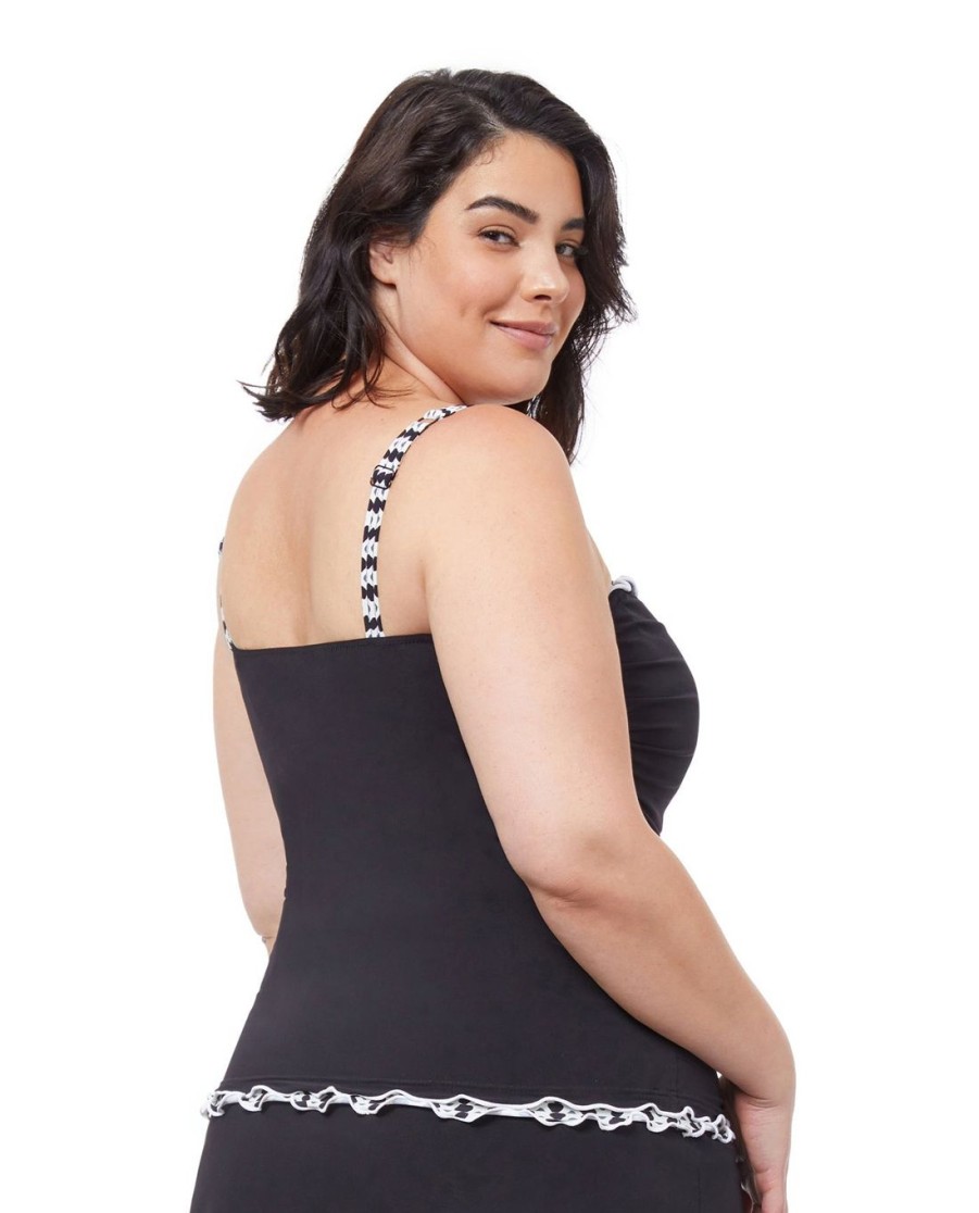 Plus Size Profile by Gottex | Profile By Gottex Enya Plus Size Shirred Underwire Tankini Top Profile Enya Black