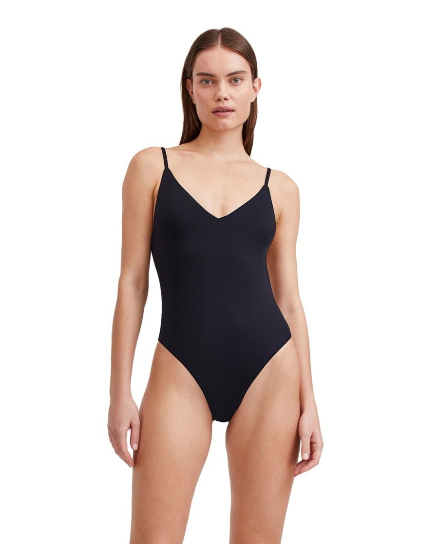 One Pieces Gottex Au Naturel | Au Naturel Luca Sexy V-Neck One Piece Swimsuit Au Naturel Black