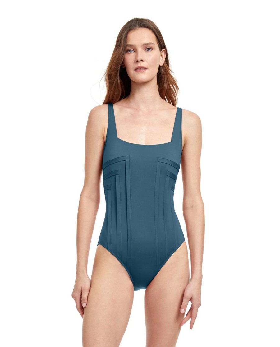 One Pieces Gottex | Gottex Paloma Full Coverage Square Neck One Piece Swimsuit