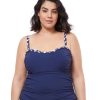 Plus Size Profile by Gottex | Profile By Gottex Pop Floras Plus Size Shirred Underwire Tankini Top Profile Pop Flower Navy