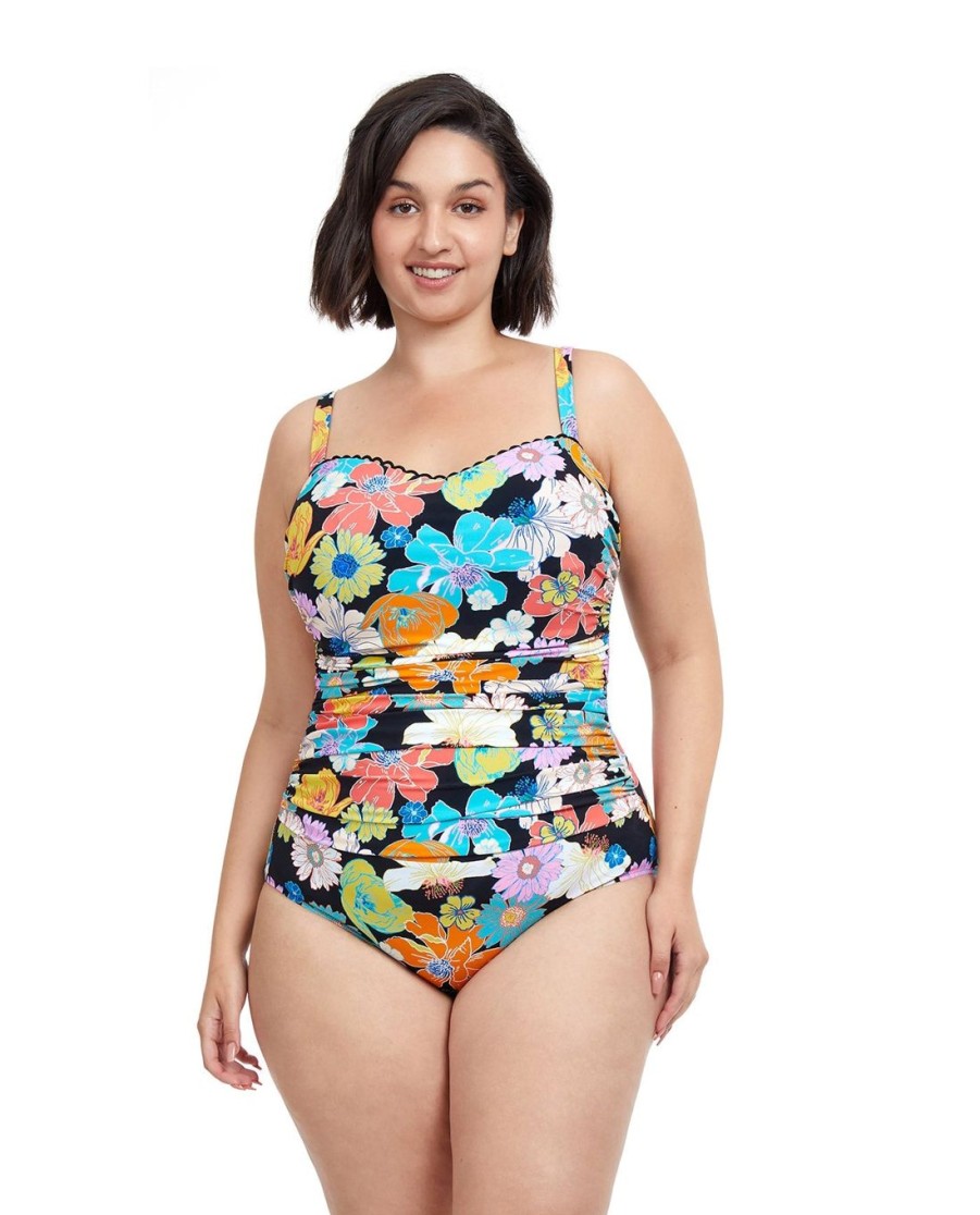 Plus Size Profile by Gottex | Profile By Gottex Rising Sun Plus Size One Piece Swimsuit Profile Rising Sun Black