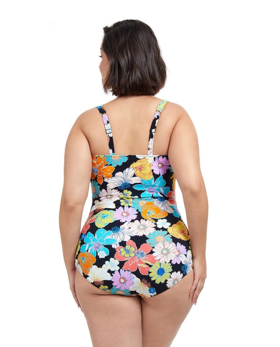 Plus Size Profile by Gottex | Profile By Gottex Rising Sun Plus Size One Piece Swimsuit Profile Rising Sun Black