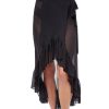 Cover Ups Profile by Gottex | Profile By Gottex Tutti Frutti Ruffled High Low Mesh Cover Up Wrap Skirt Profile Tutti Frutti Black